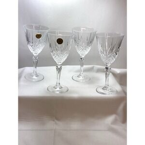 4‎ Cristal De Flandre France 24% Lead Cristal Hand Blown Glasses Goblets